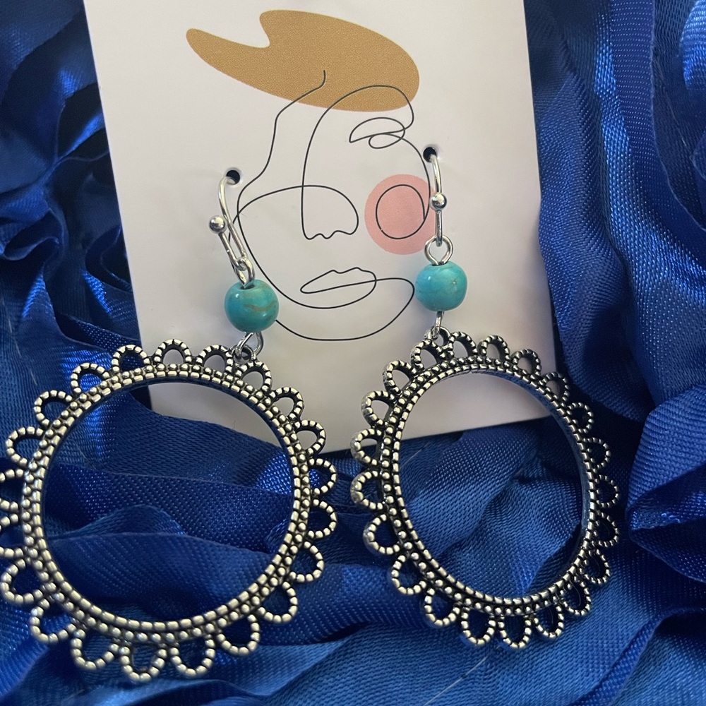 Boho Turquoise Flower Earrings